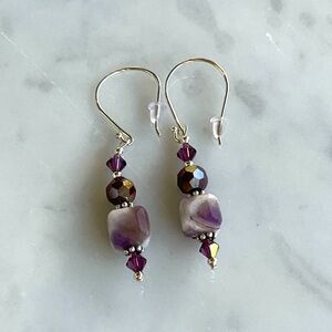*NWOT* Handmade Swarovski Glass Amethyst Earrings